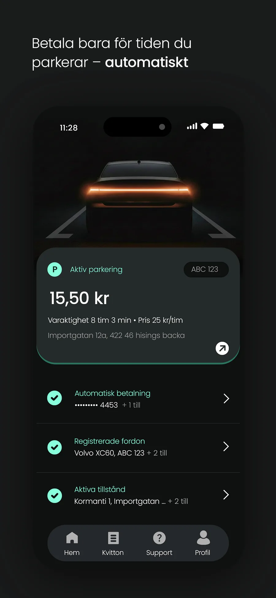 Drifter app screenshot, pay only for the time you park, automatically